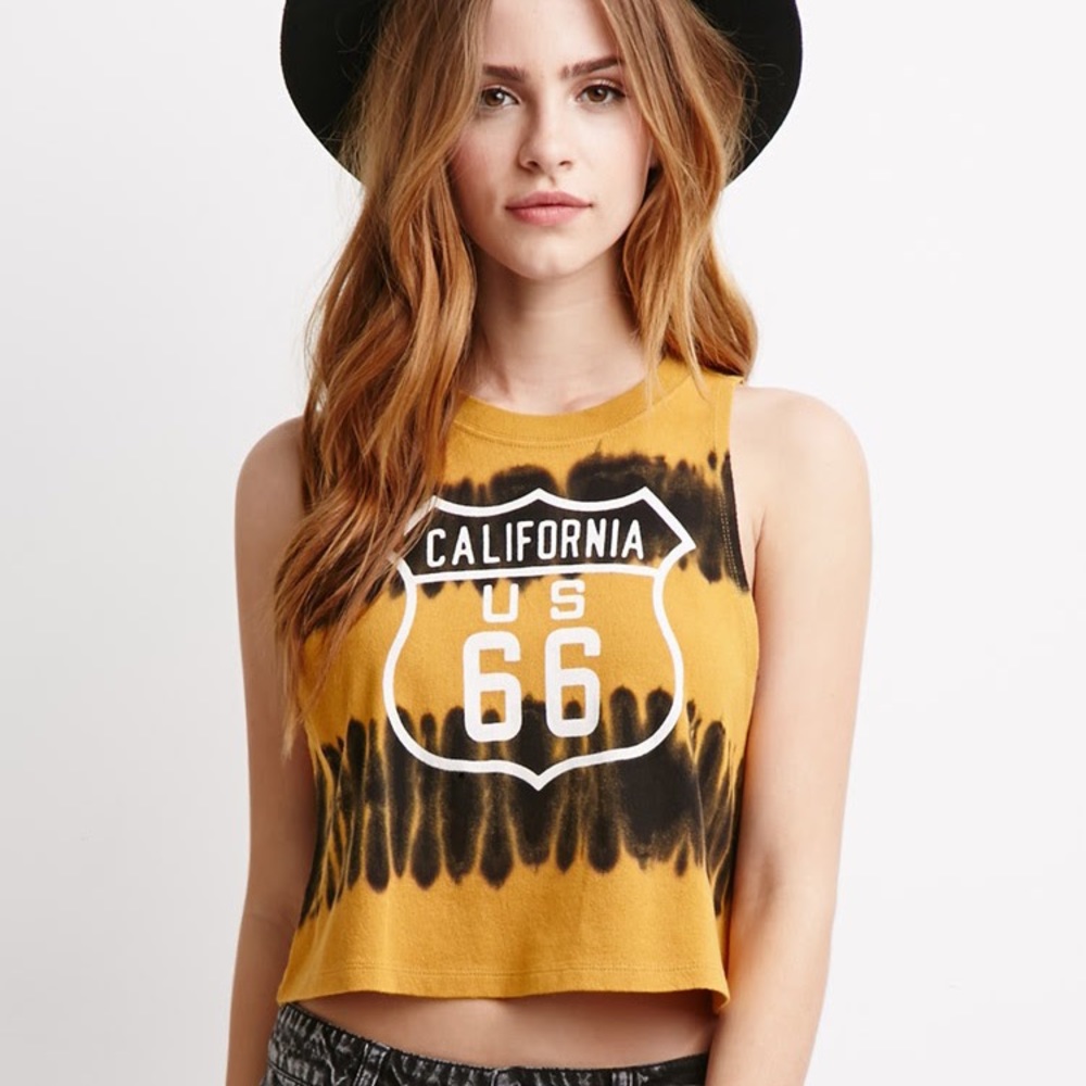 NWOT Tie dye Route 66 sleeveless soft t-shirt Size Small